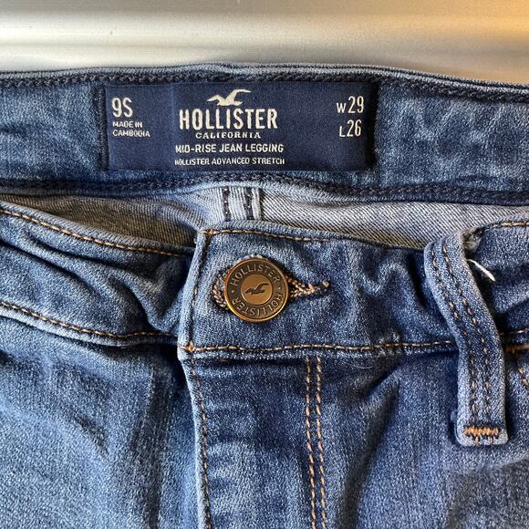 Hollister Women Jeans Leggings size 9S / W29 L26 Blue Mid Rise Stretch Boot Cut - Picture 8 of 10
